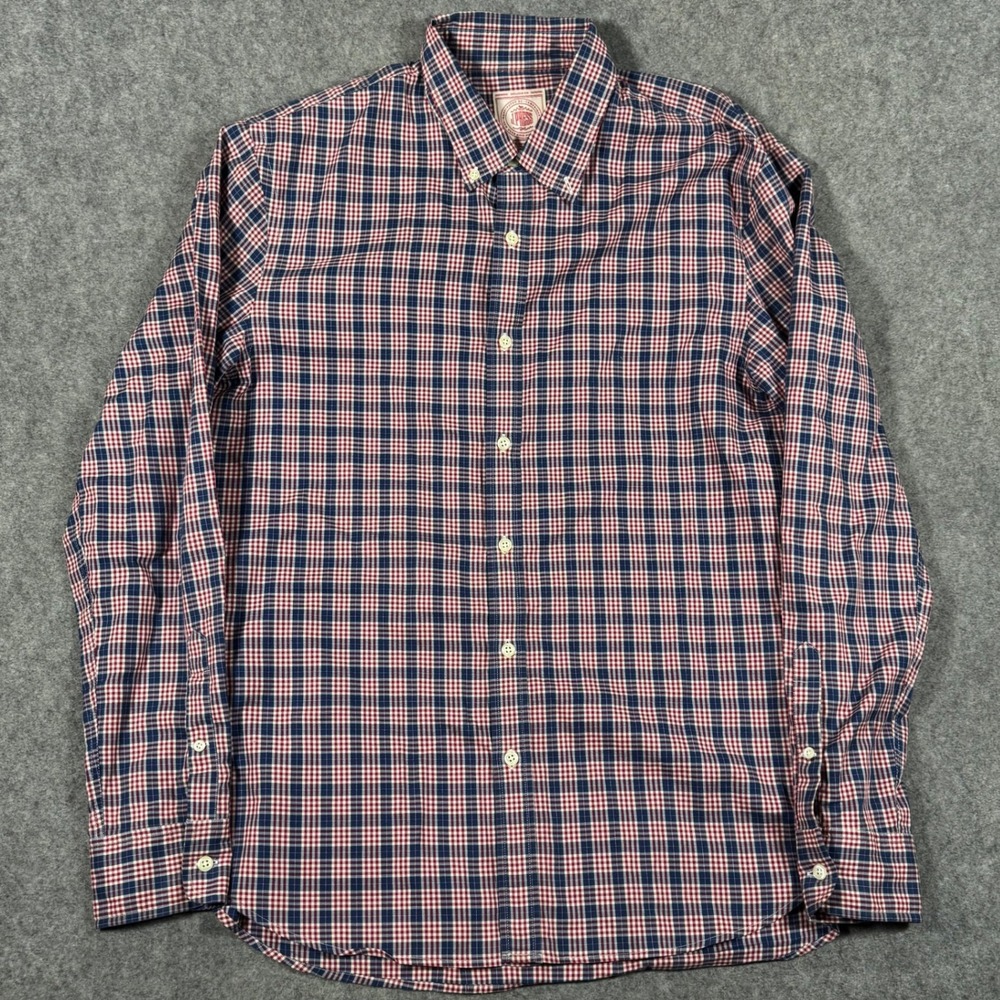 J. Press Shirt Mens L Red Blue Plaid Button Down Trunk Club Exclusive Cotton